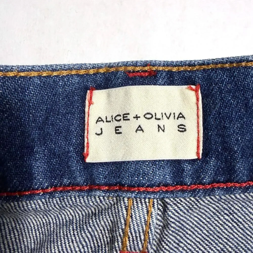 Alice + Olivia Trish Low-Rise Baggy Denim Shorts Lola Blue Wash Size 25